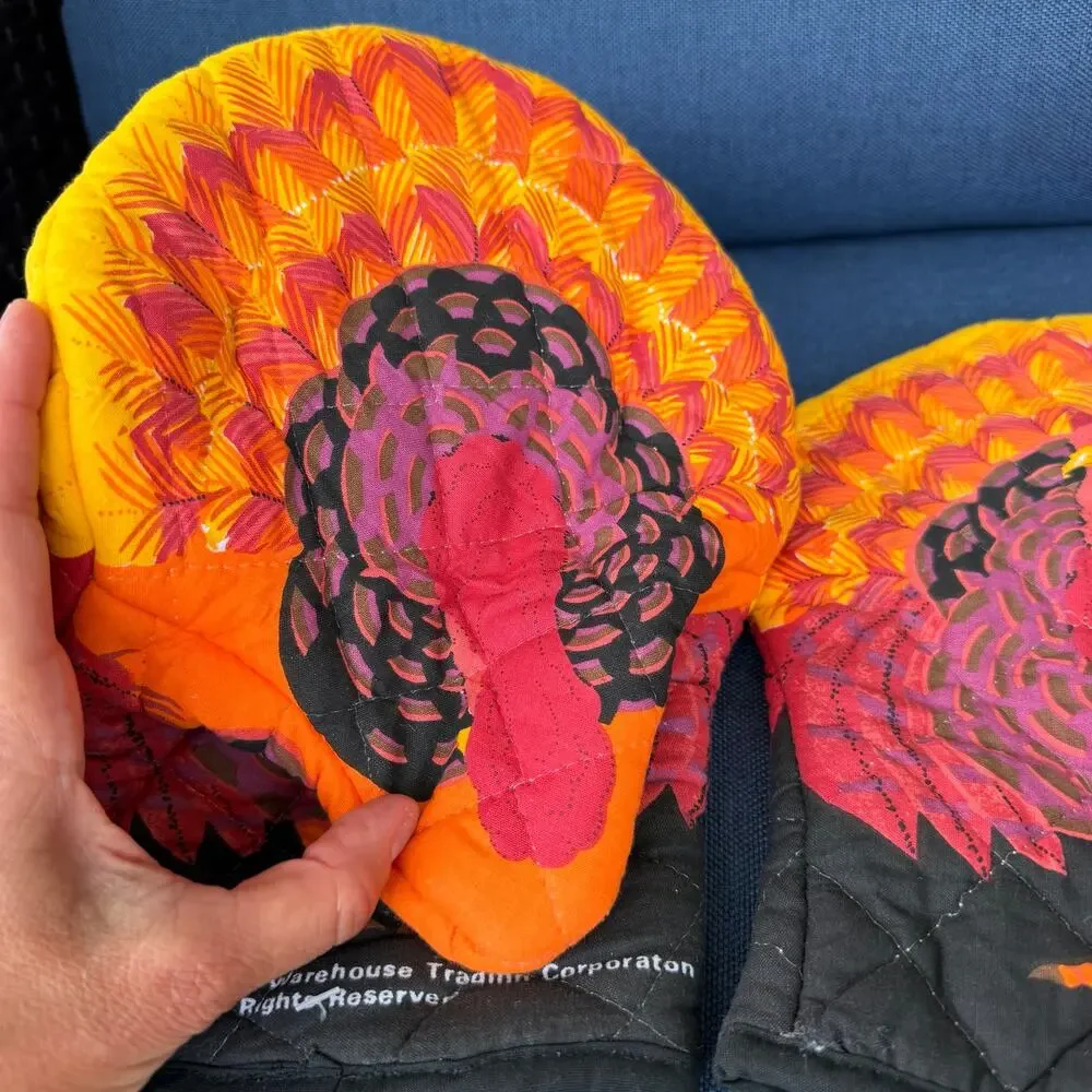 Vintage Turkey Oven Mitt Pair 1993 Boston Warehouse with TAGS Thanksgiving READ